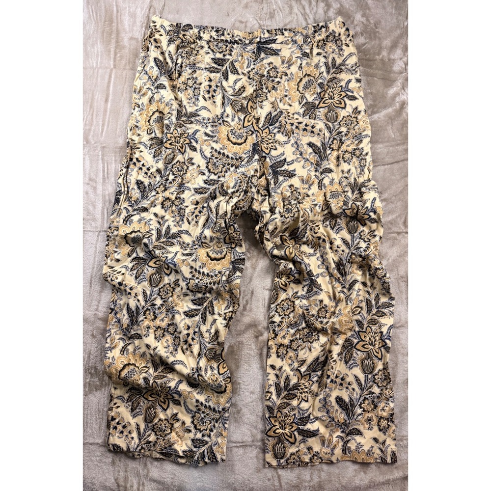 90s Coldwater Creek Floral Paisley Wide Leg Pants PXL‎ Womens Boho Flowy